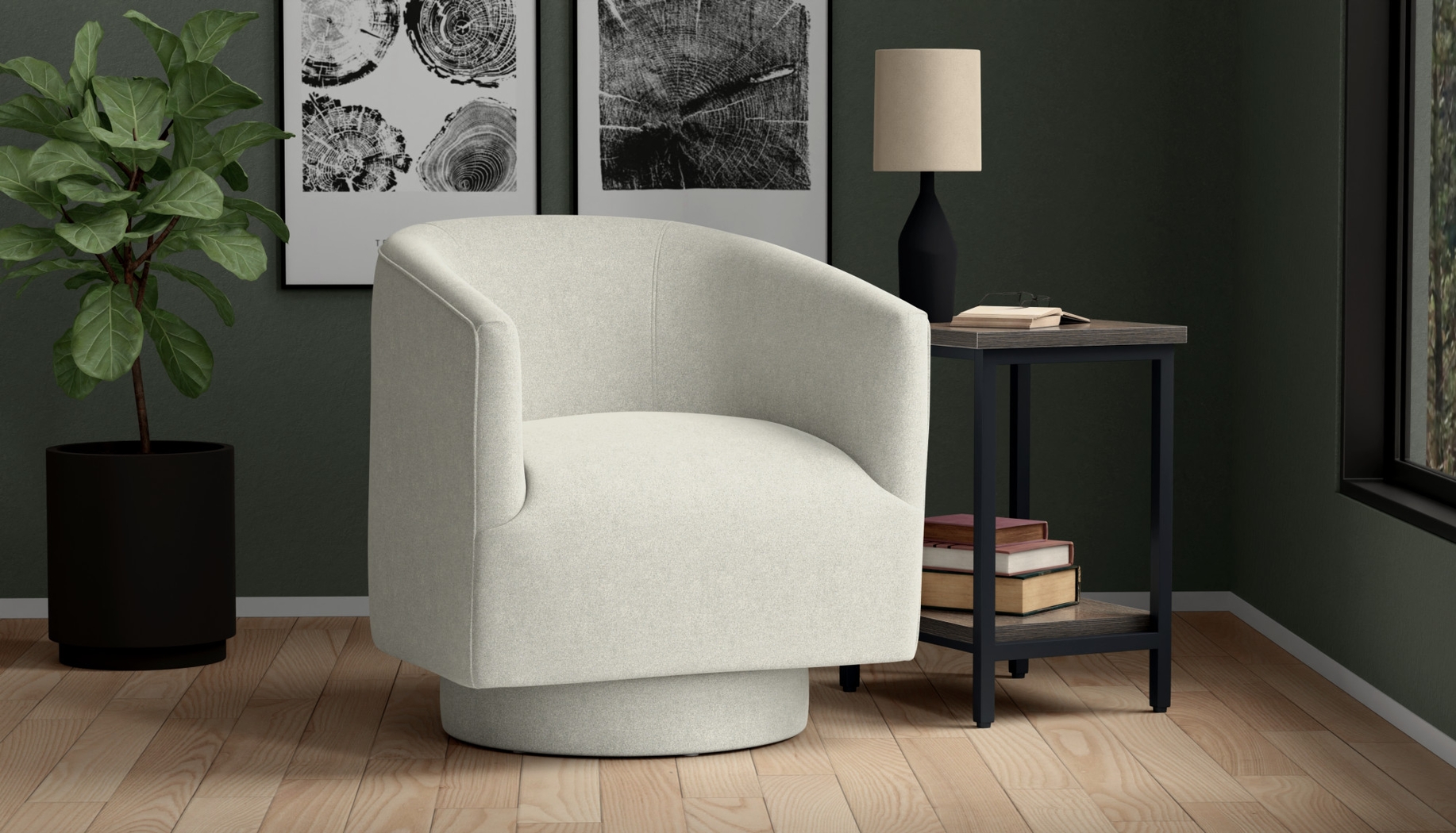 Lukirks White Swivel Accent Chair - Thumbnail - Image 2