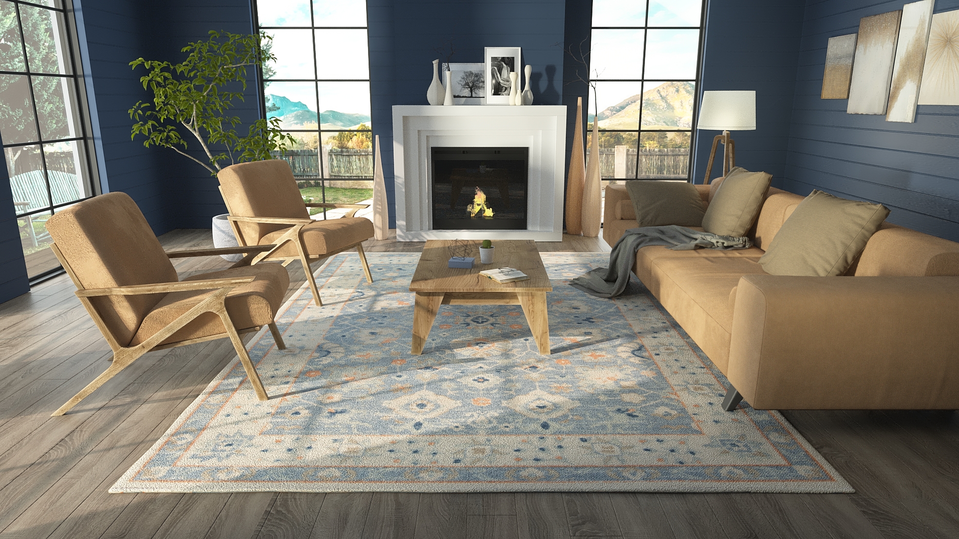Luma Blue 3'3 x 5' Rug - Thumbnail - Image 8