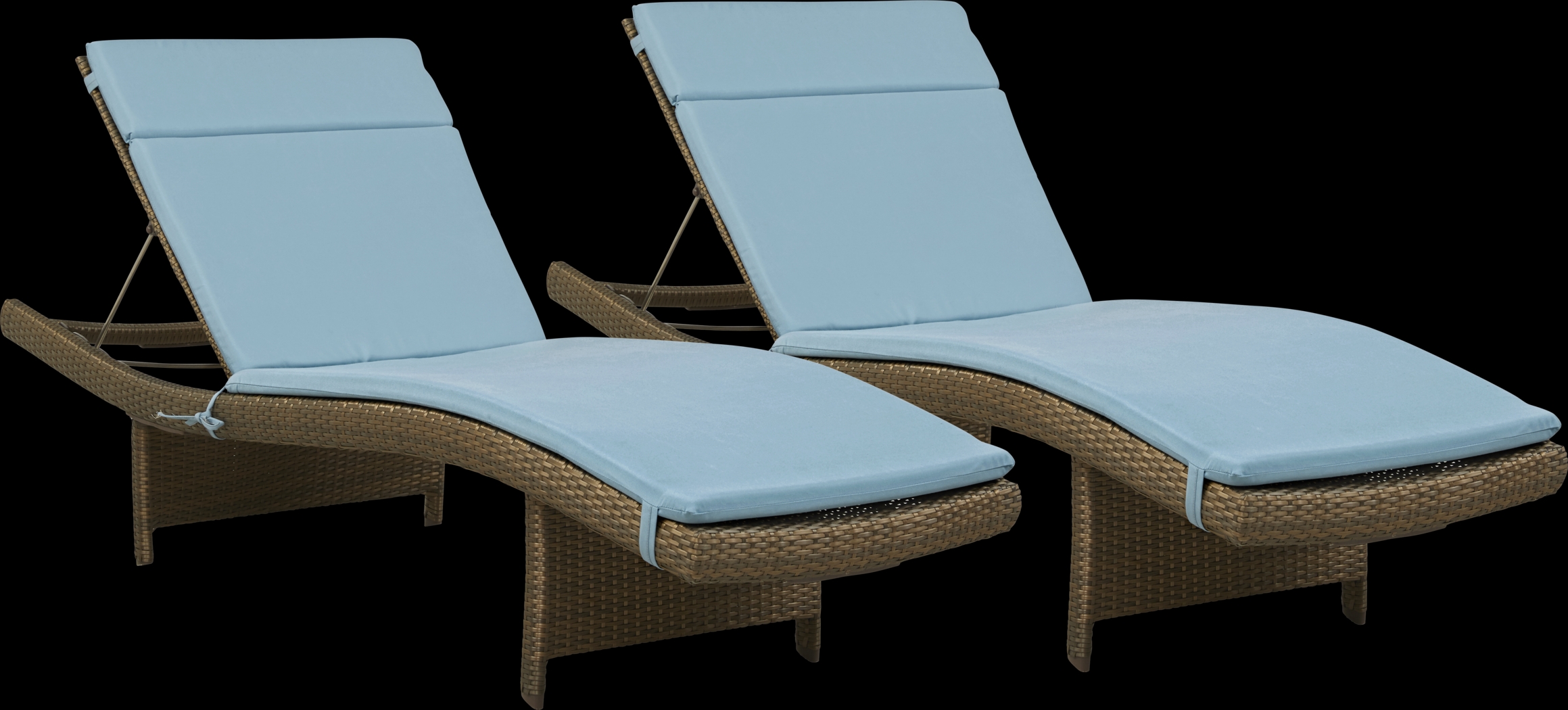 Luna Lake Brown Outdoor Chaise with Aqua Cushions, Set of 2 - Thumbnail - Image 1
