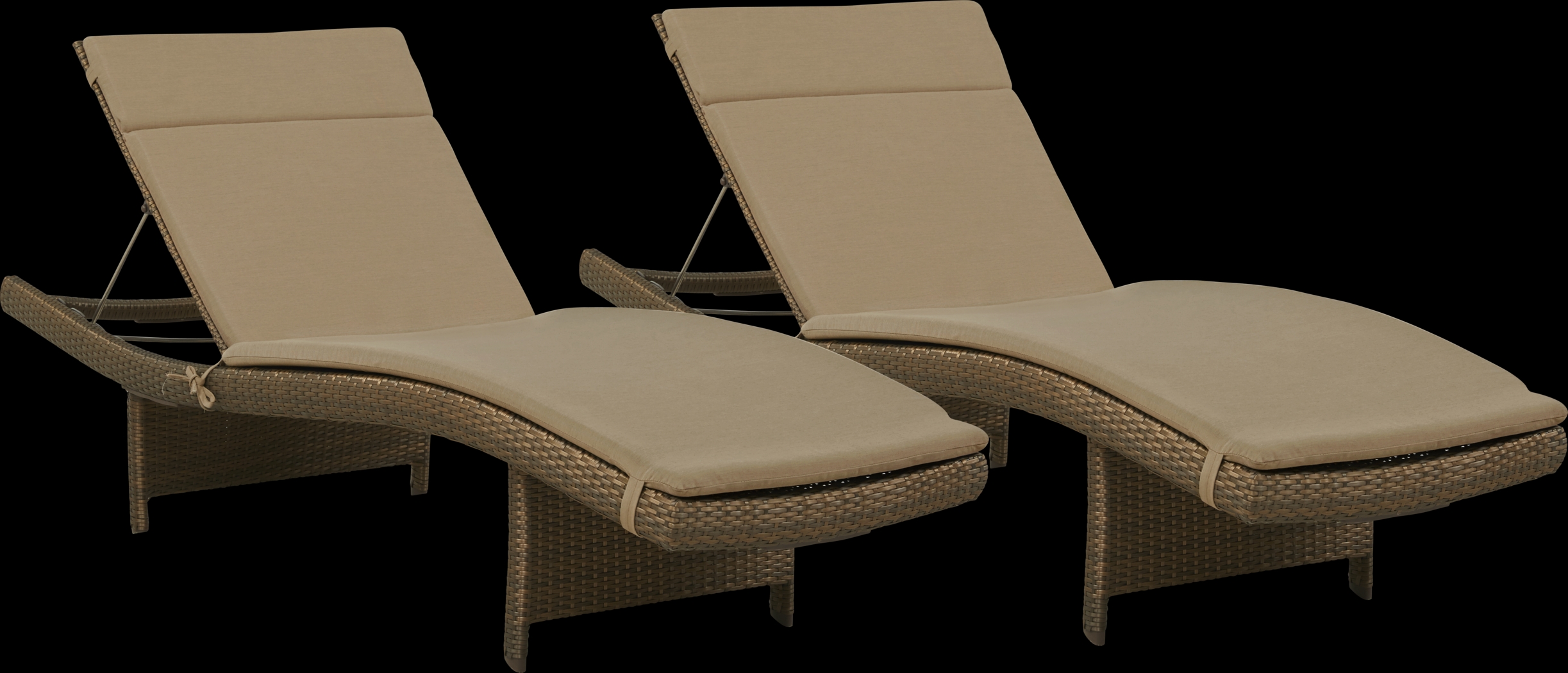 Luna Lake Brown Outdoor Chaise with Beige Cushions, Set of 2 - Thumbnail - Image 1