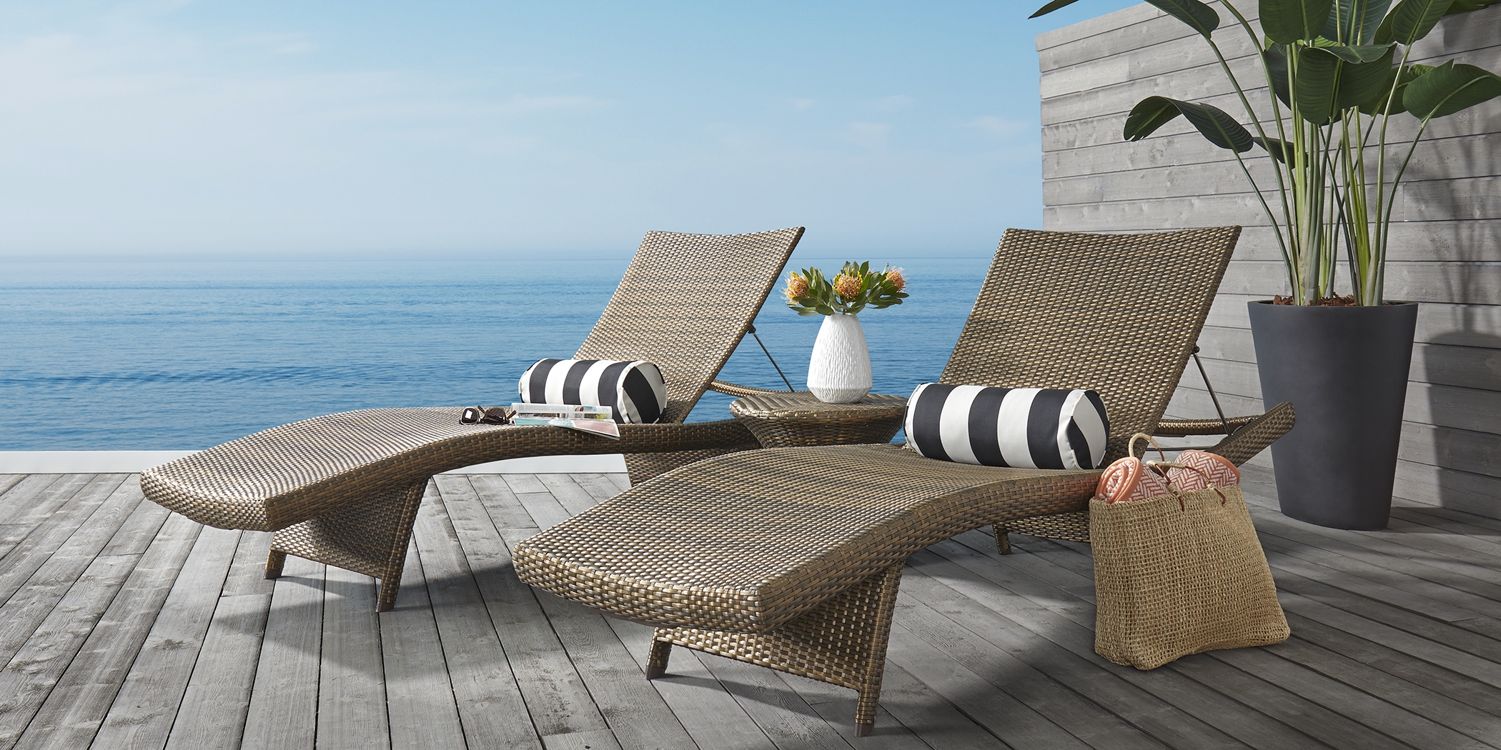 Luna Lake Brown Outdoor Chaises, Set of 2 - Thumbnail - Image 2