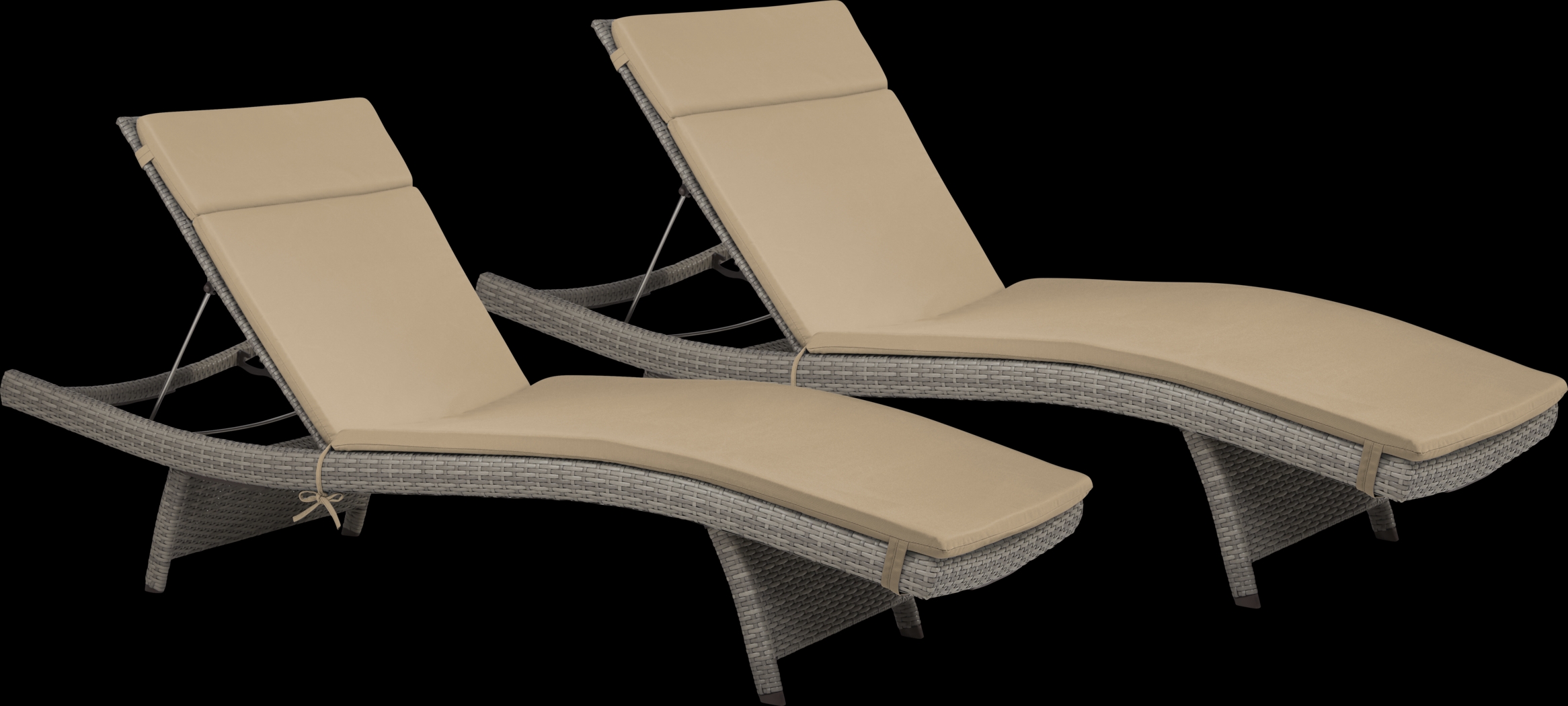 Luna Lake Gray Outdoor Chaise with Beige Cushions, Set of 2 - Thumbnail - Image 1