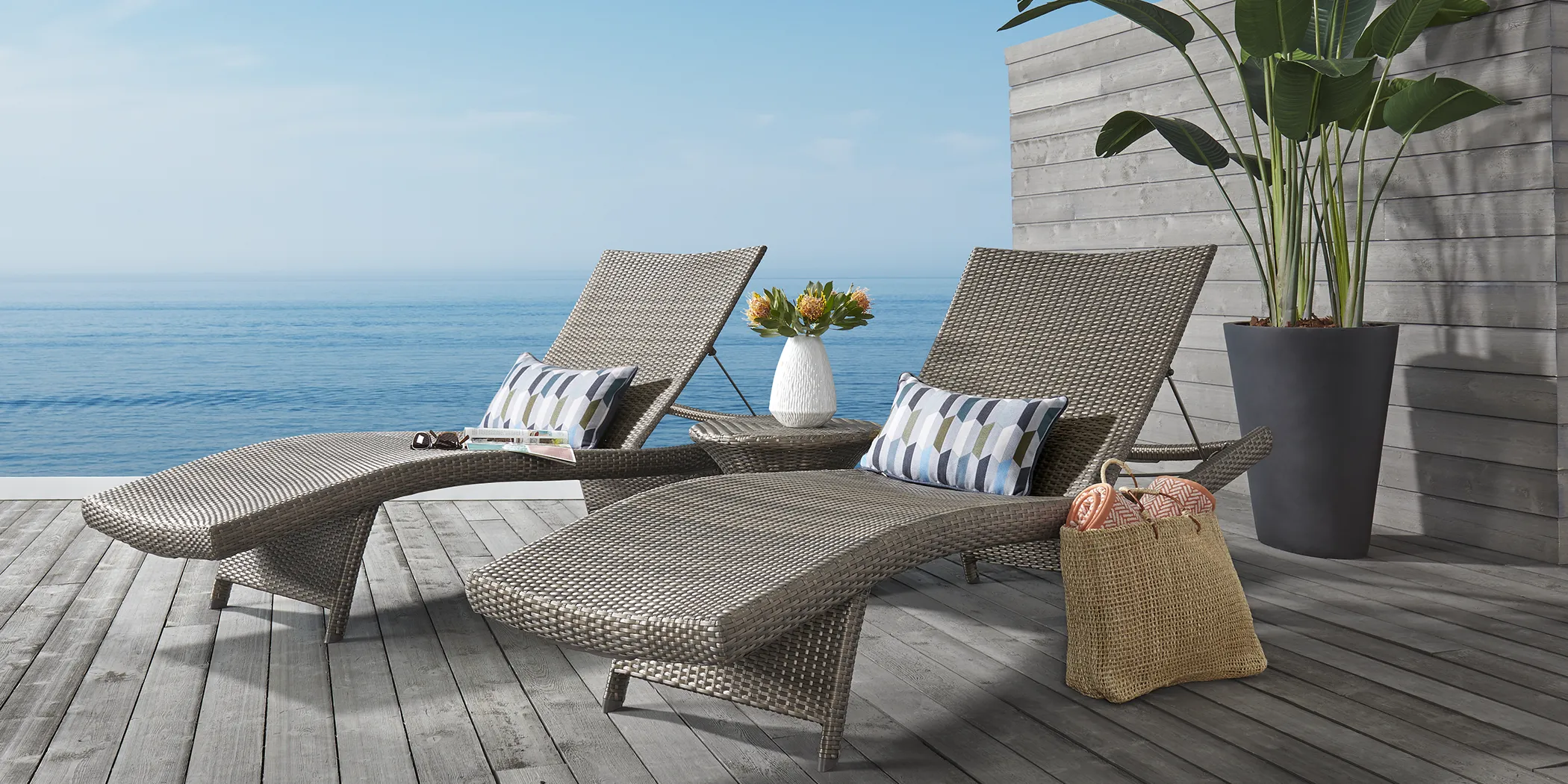 Luna Lake Gray Outdoor Chaises, Set of 2 - Thumbnail - Image 2