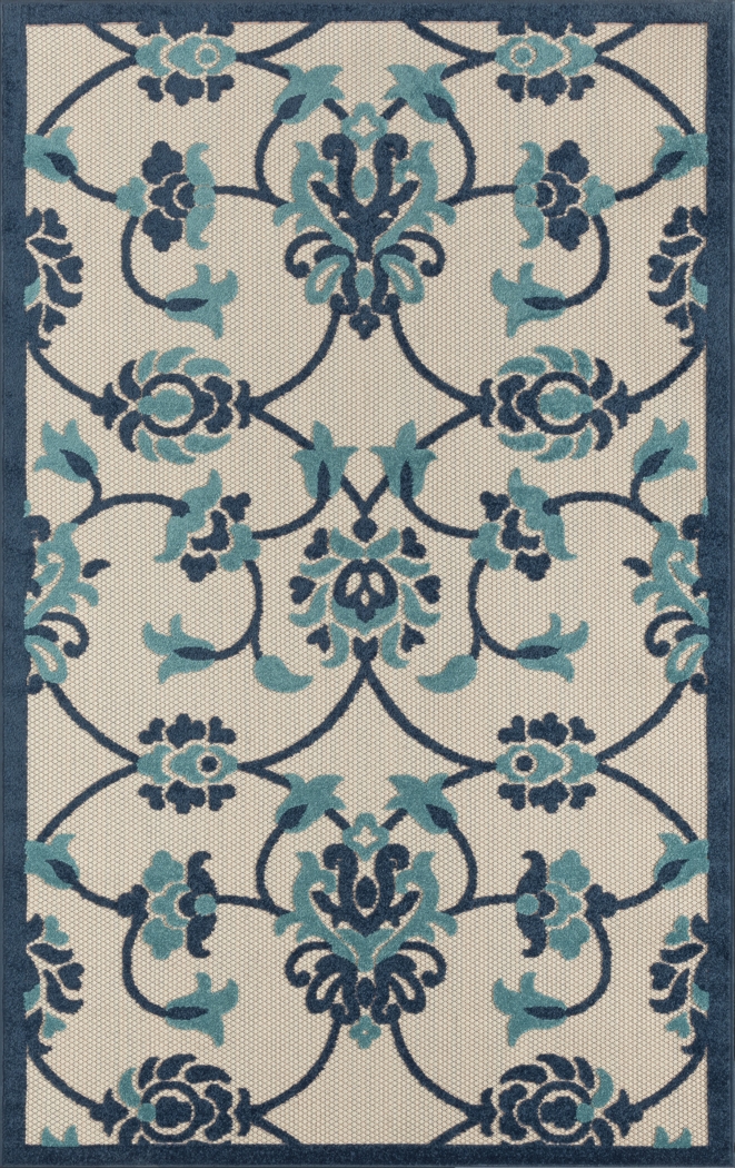 Lusetrie Navy/Multi 3'6 x 5'6 Indoor/Outdoor Rug - Thumbnail - Image 1