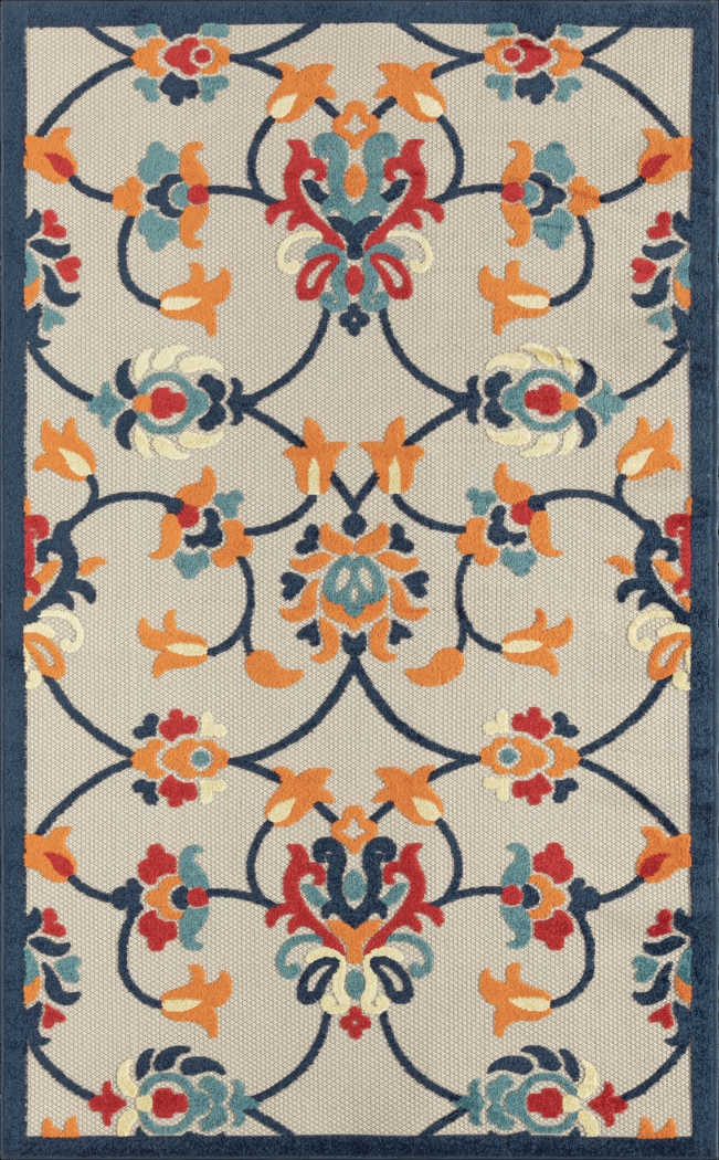 Lusetrie Orange/Multi 3'6 x 5'6 Indoor/Outdoor Rug - Thumbnail - Image 1