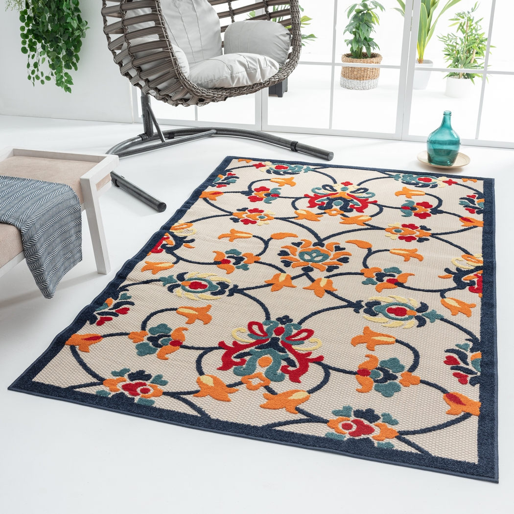 Lusetrie Orange/Multi 5' x 8' Indoor/Outdoor Rug - Thumbnail - Image 4