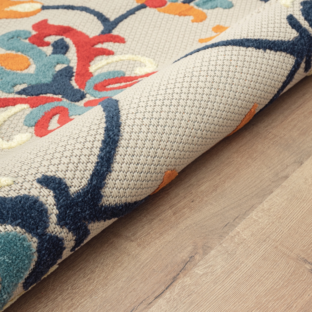 Lusetrie Orange/Multi 7'10 x 9'10 Indoor/Outdoor Rug - Thumbnail - Image 7