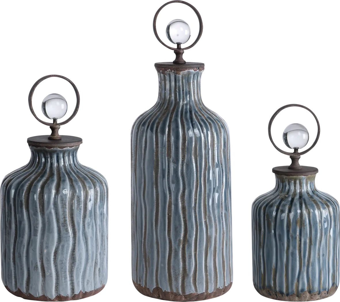 Luvane Gray Decor Bottle, Set of 3 - Thumbnail - Image 1