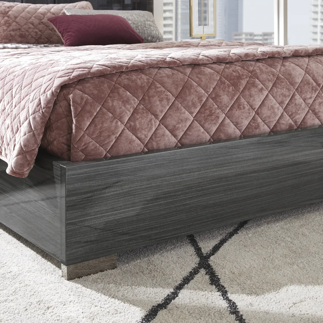 Luxe Point Black 3 Pc King Panel Bed - Thumbnail - Image 4