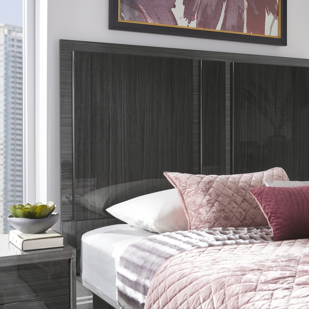 Luxe Point Black 7 Pc Queen Panel Bedroom - Thumbnail - Image 3