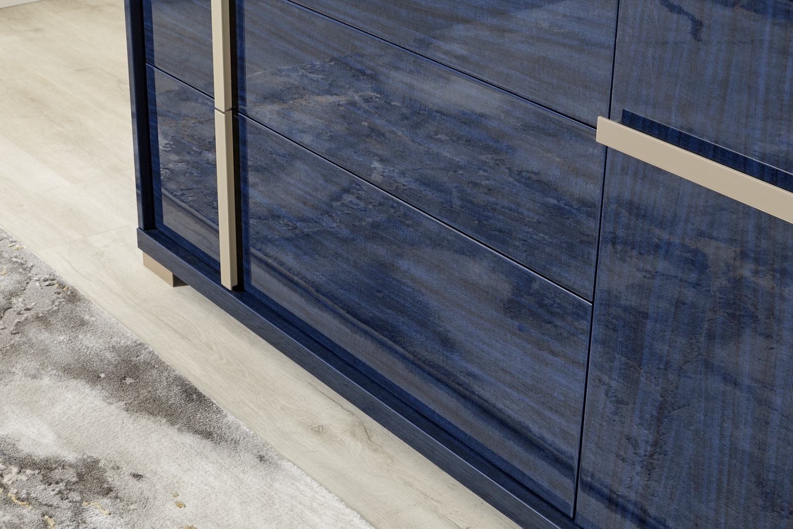 Luxe Point Blue 5 Pc King Panel Bedroom - Thumbnail - Image 7