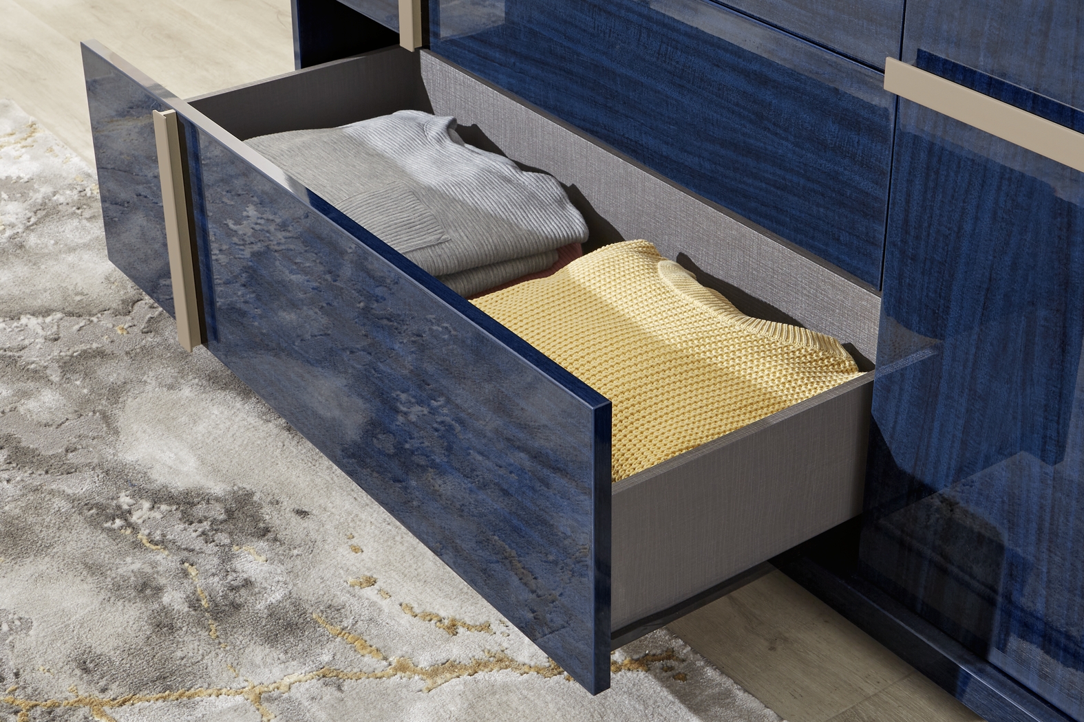 Luxe Point Blue 5 Pc King Panel Bedroom - Thumbnail - Image 8