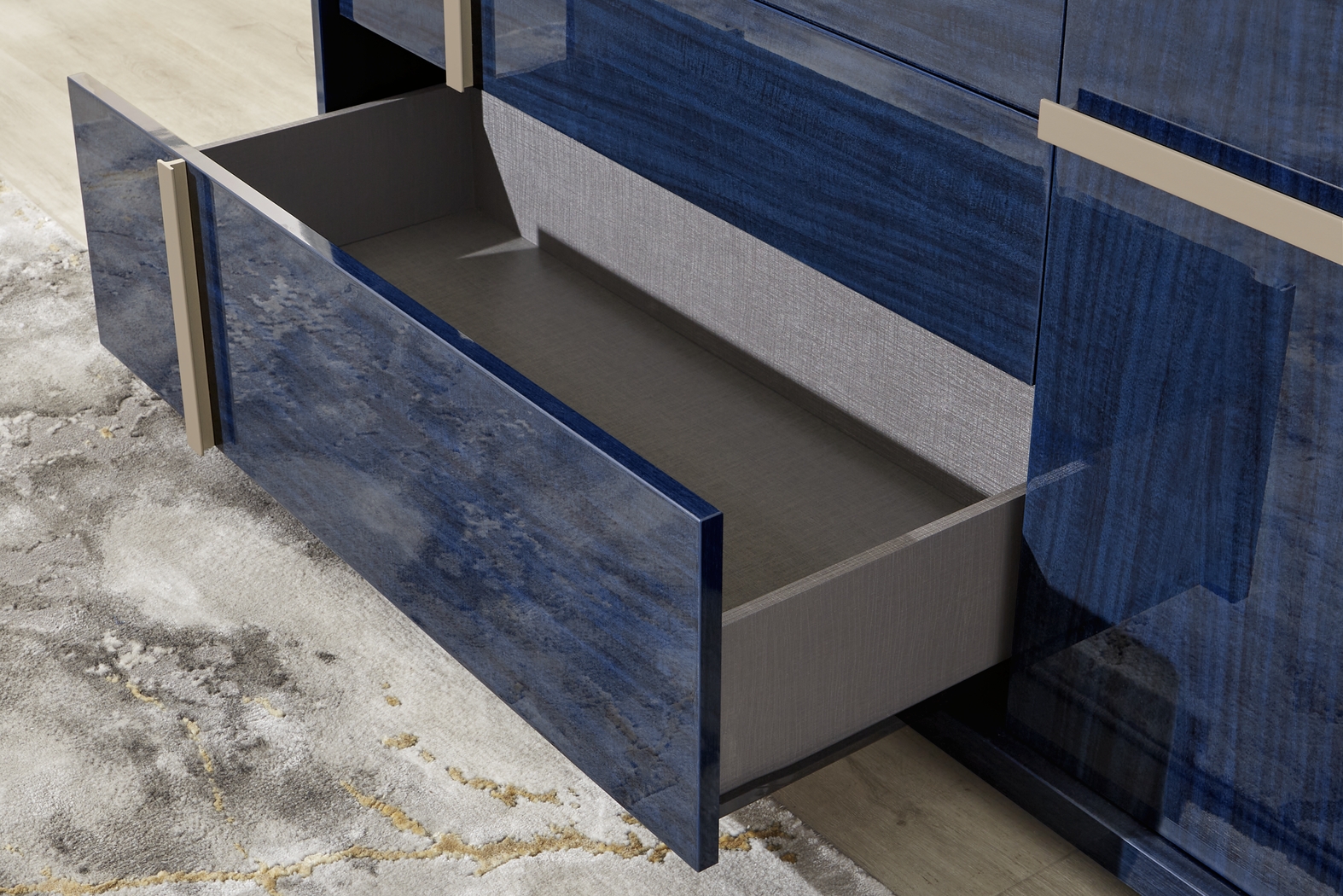 Luxe Point Blue 5 Pc King Panel Bedroom - Thumbnail - Image 9