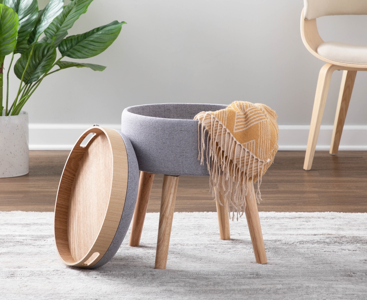 Luxomni Gray Accent Stool - Thumbnail - Image 11