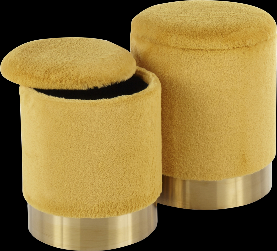 Lyerly Yellow Ottoman, Set of 2 - Thumbnail - Image 2