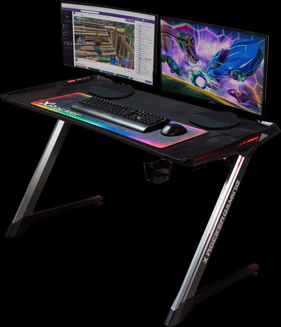 Lynox Black/Silver PC Gaming Desk - Thumbnail - Image 1