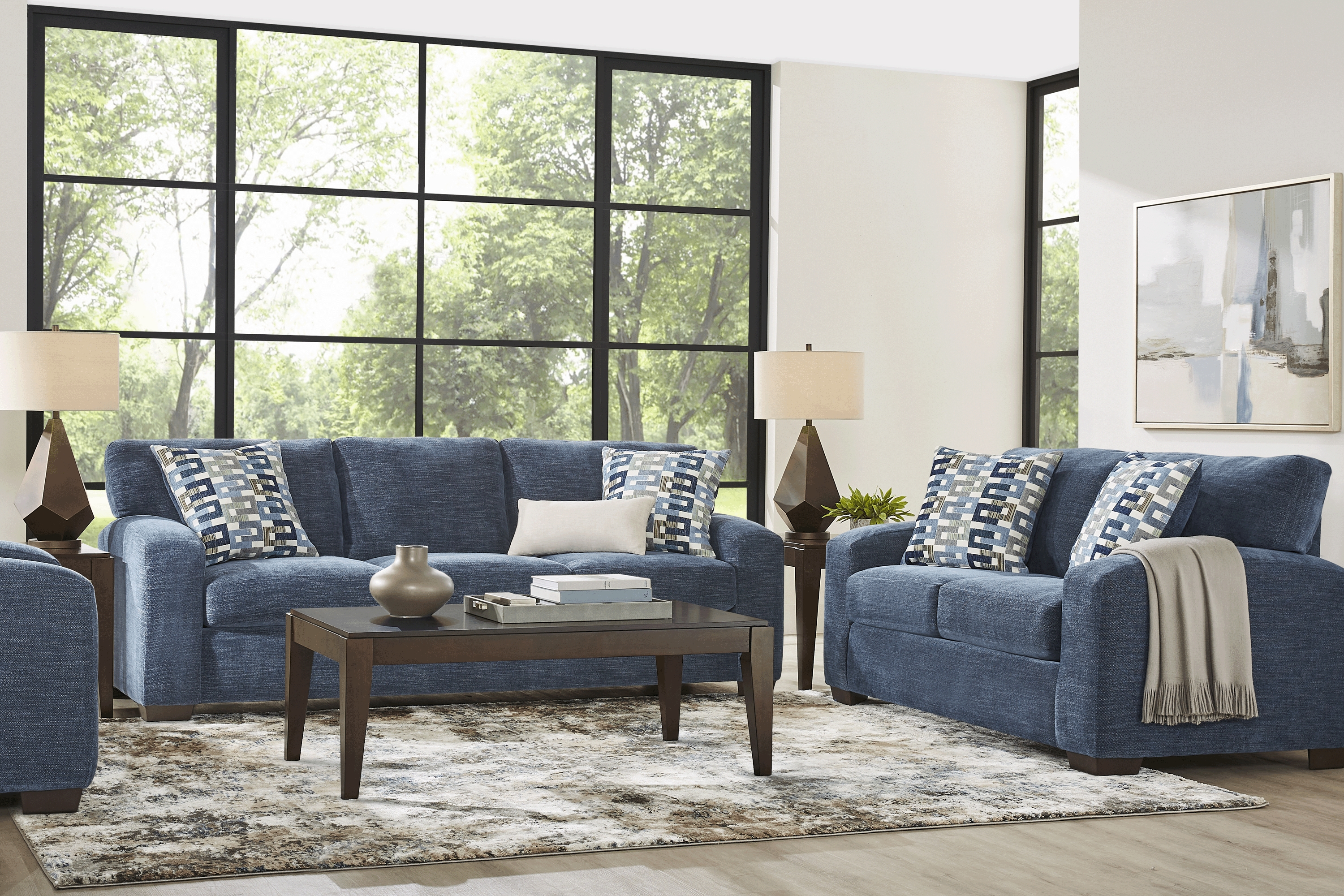 Lynwood Blue 2 Pc Living Room - Thumbnail - Image 1