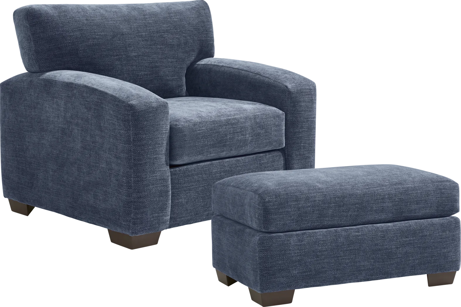 Lynwood Blue Chair with Ottoman - Thumbnail - Image 1