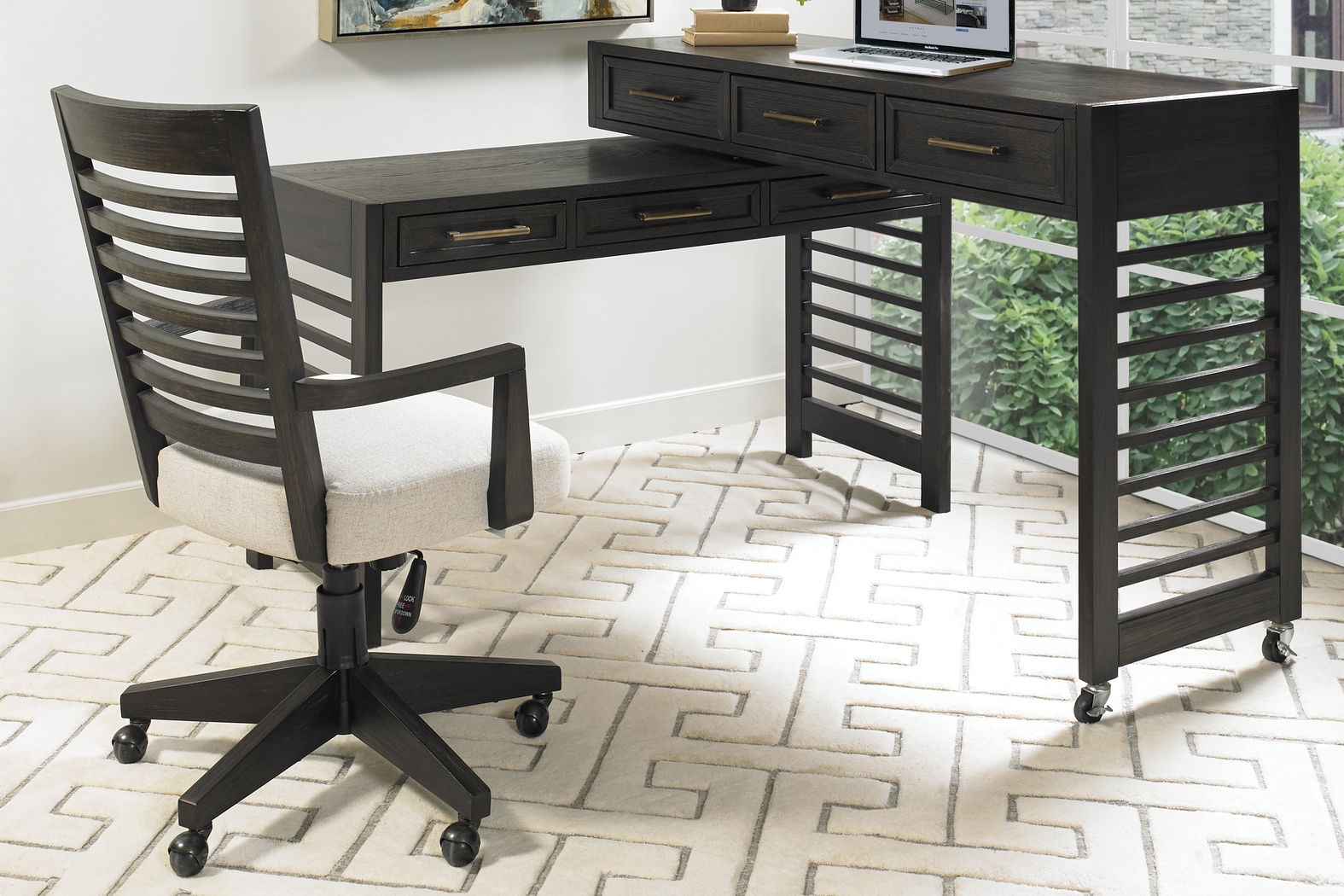 Lynnwood Umber 2 Pc Swivel Desk and Chair Set - Thumbnail - Image 2