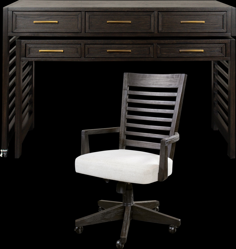 Lynnwood Umber 2 Pc Swivel Desk and Chair Set - Thumbnail - Image 1