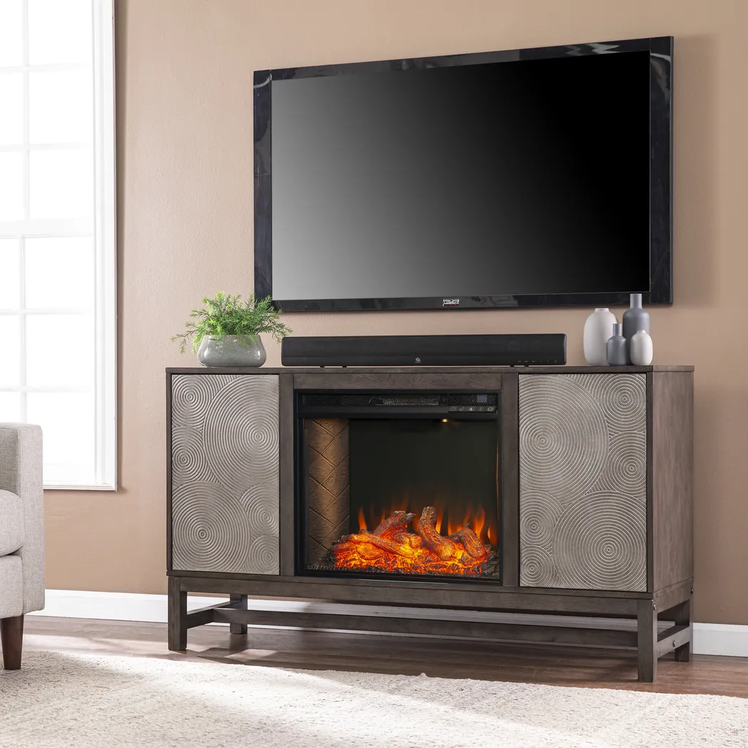 Lysander III Brown 54 in. Console, With Smart Electric Fireplace - Image 5