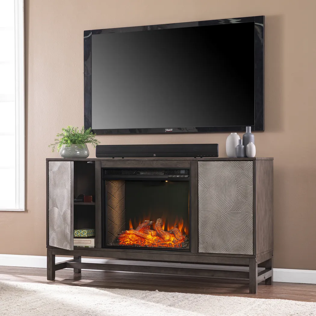Lysander III Brown 54 in. Console, With Smart Electric Fireplace - Image 6