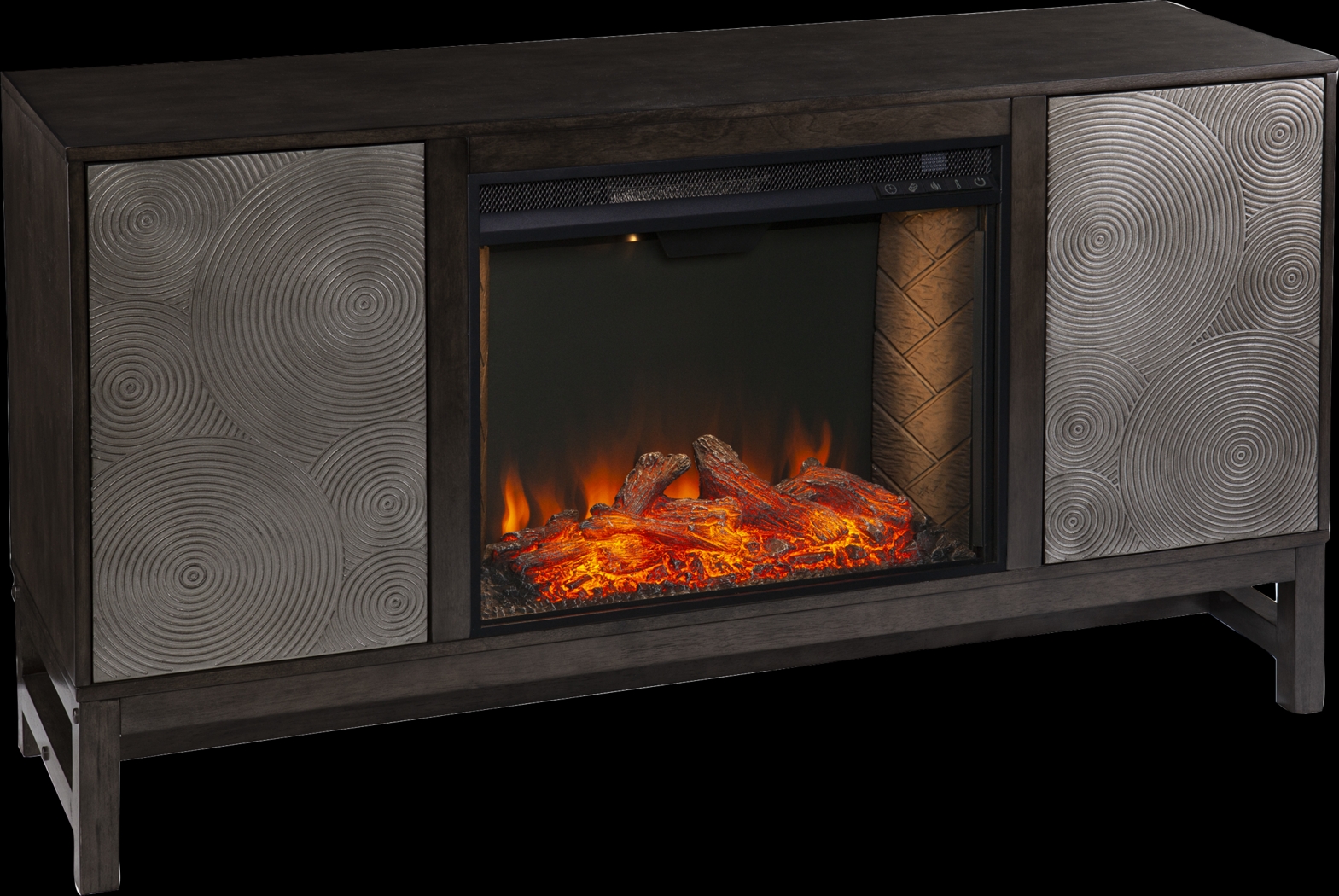 Lysander III Brown 54 in. Console, With Smart Electric Fireplace - Thumbnail - Image 1