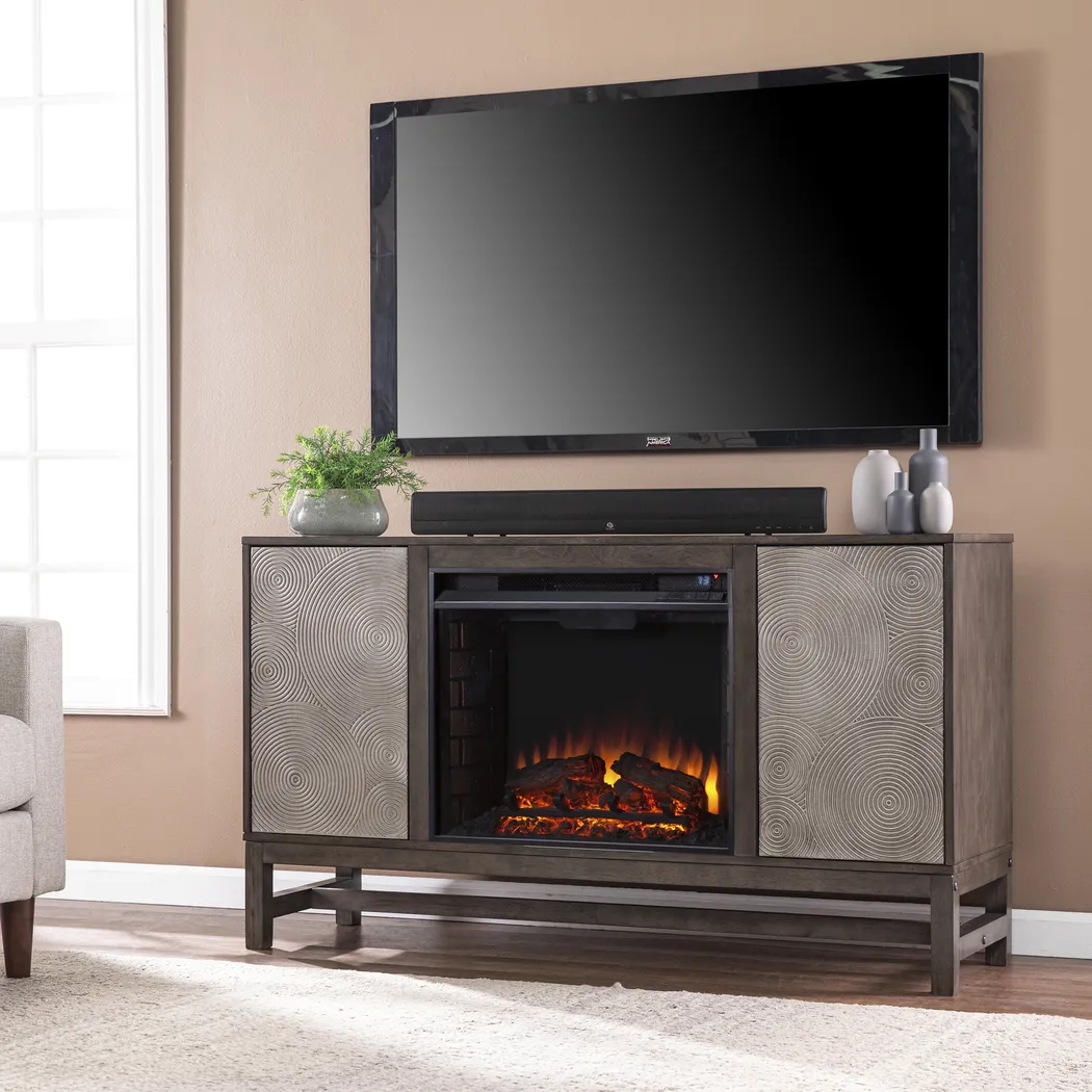 Lysander II Brown 54 in. Console With Electric Log Fireplace - Image 6