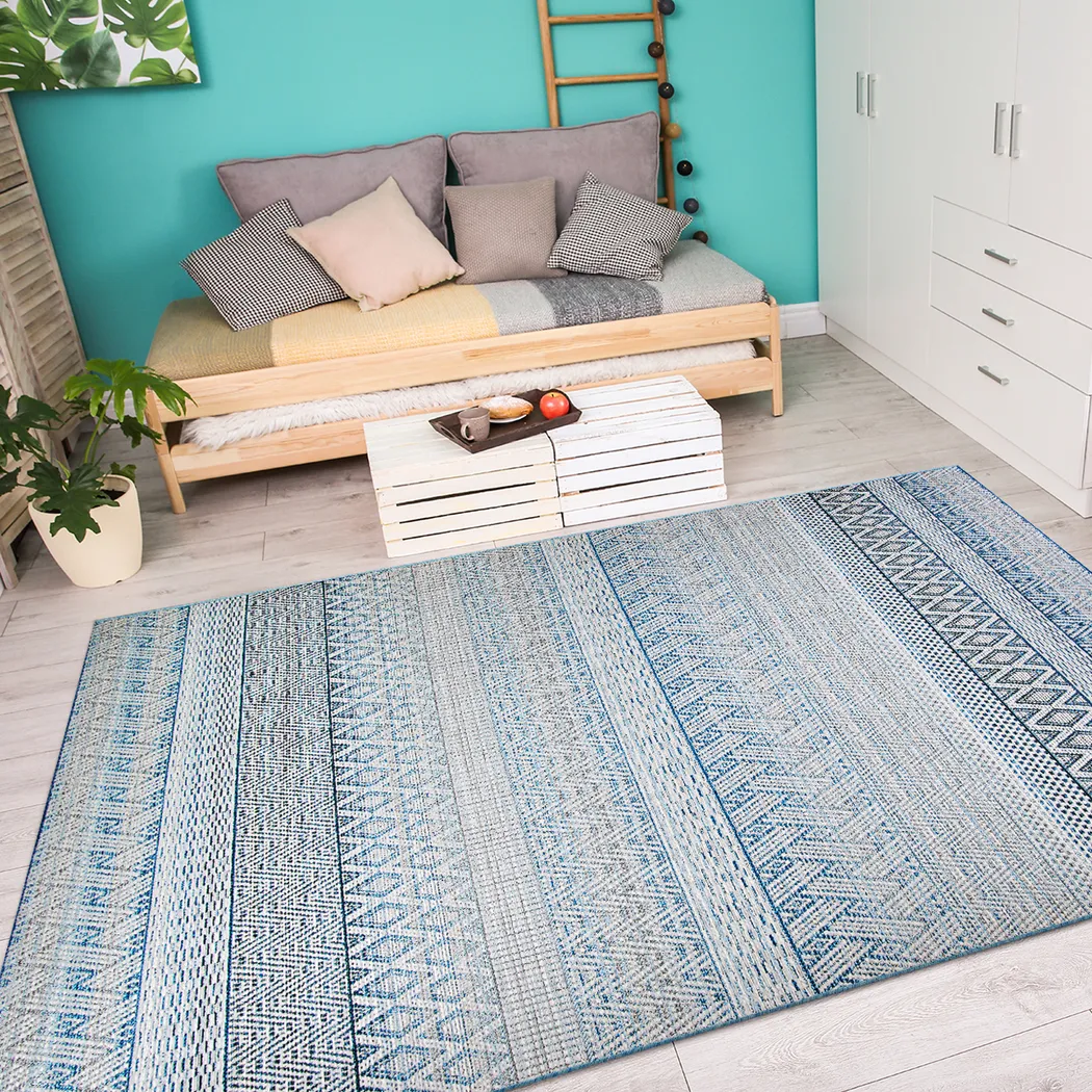Mabella Blue 7'10 x 10'9 Indoor/Outdoor Rug - Thumbnail - Image 4