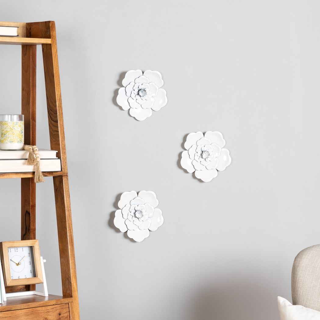 Machala White Wall Flowers Set of 3 - Thumbnail - Image 2