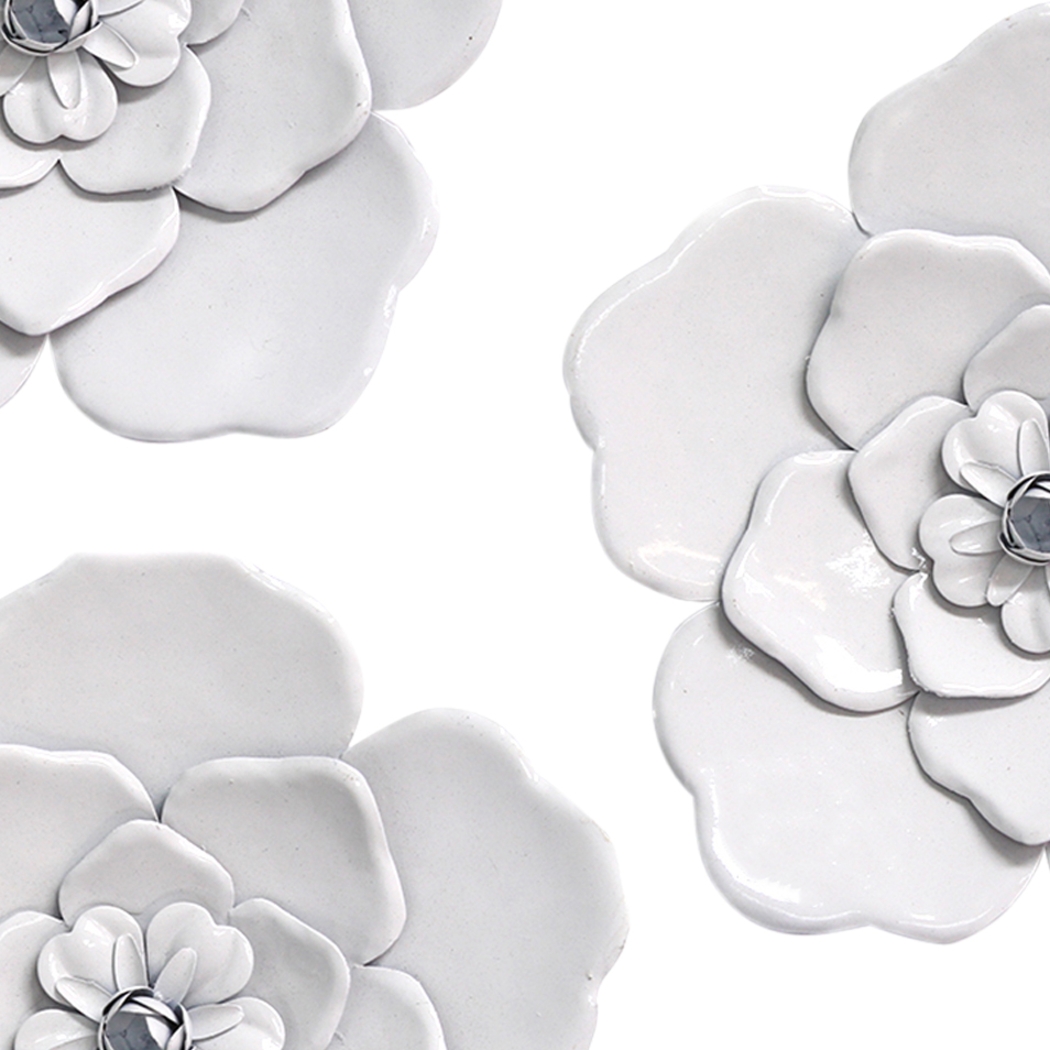 Machala White Wall Flowers Set of 3 - Thumbnail - Image 4
