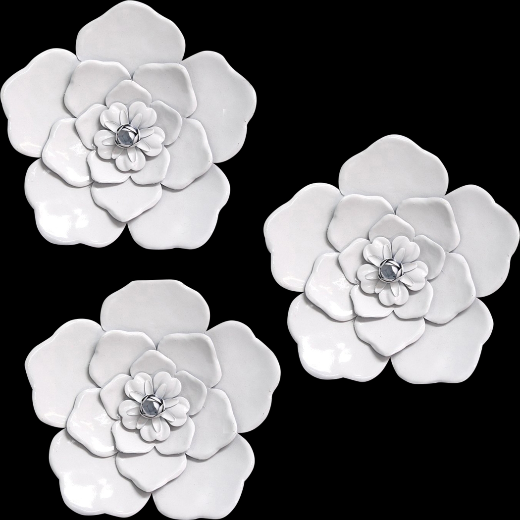 Machala White Wall Flowers Set of 3 - Thumbnail - Image 1