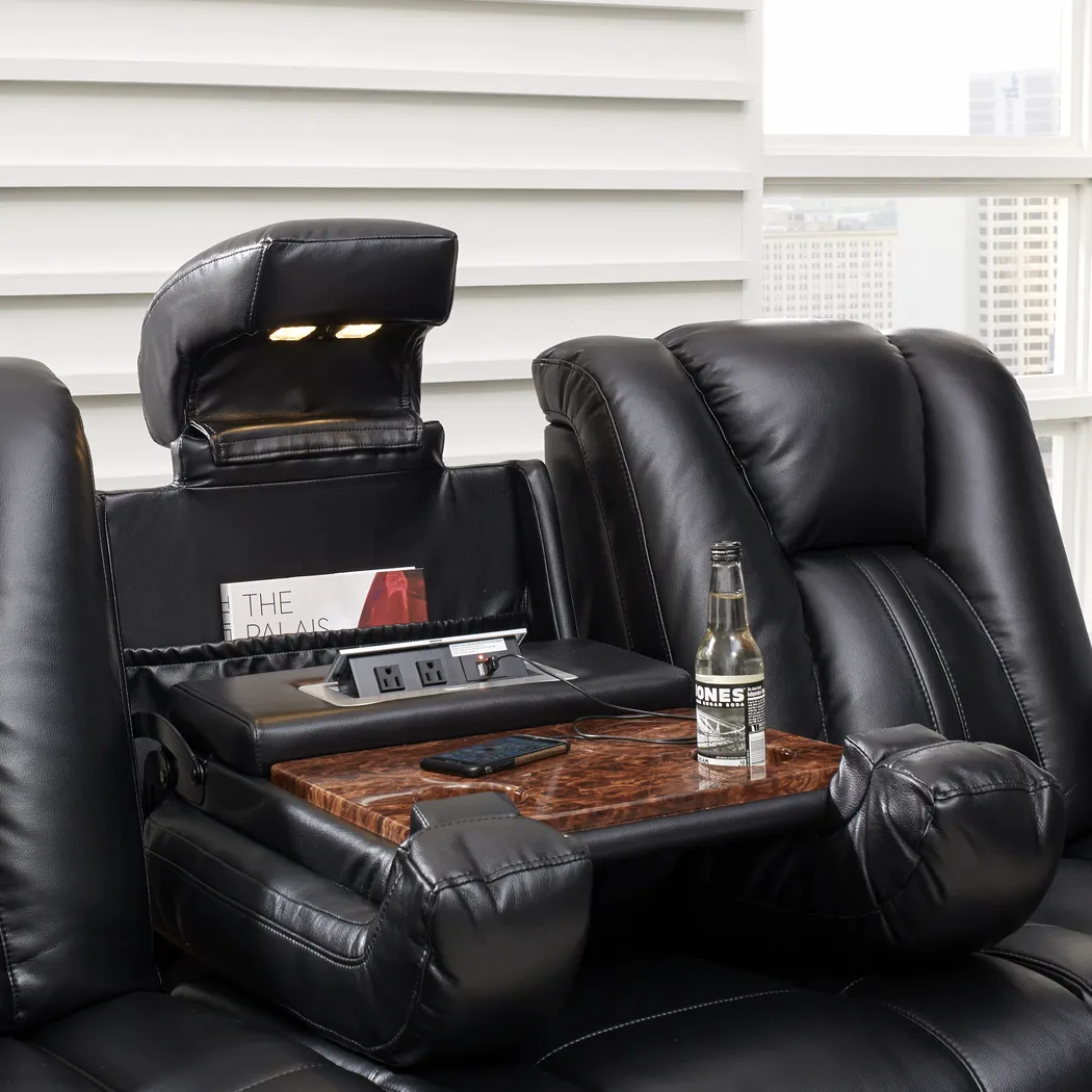 Madden Park Black Dual Power Reclining Sofa - Thumbnail - Image 3