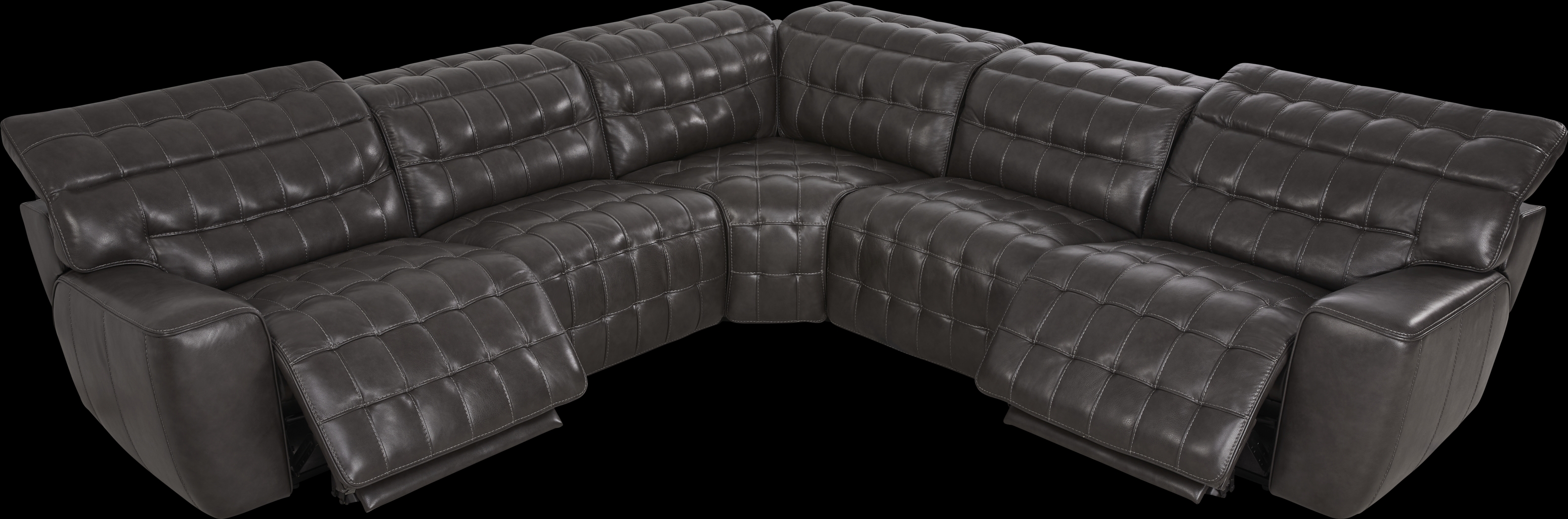 Maddox Manor Dark Gray Leather 8 Pc Dual Power Reclining Sectional Living Room - Thumbnail - Image 6