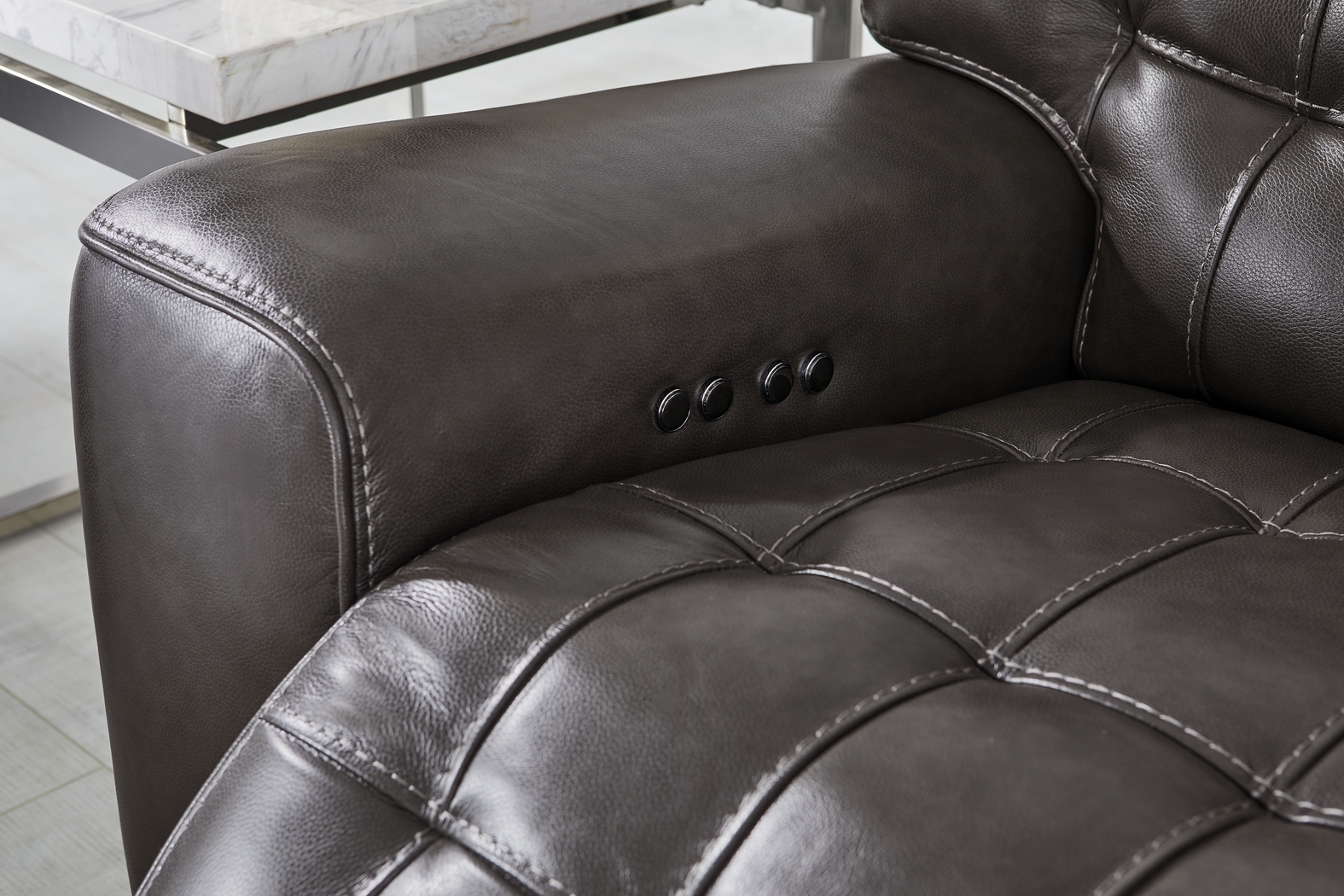 Maddox Manor Dark Gray Leather 10 Pc Dual Power Reclining Sectional Living Room - Thumbnail - Image 5