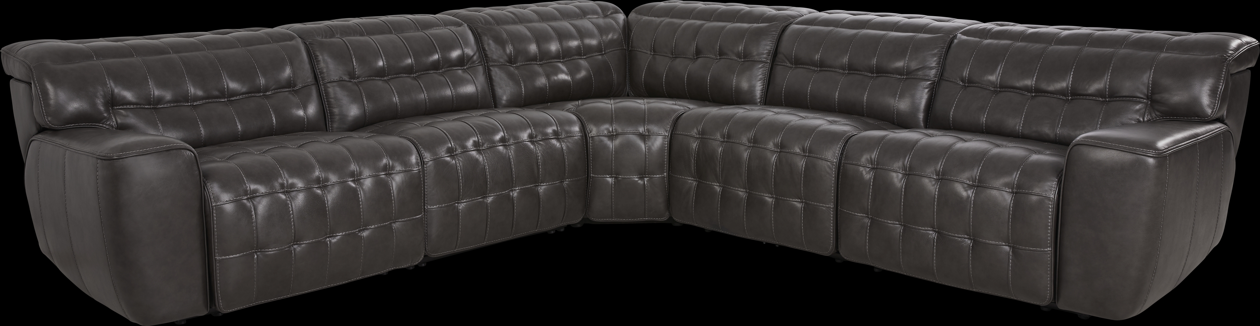 Maddox Manor Dark Gray Leather 8 Pc Dual Power Reclining Sectional Living Room - Thumbnail - Image 5