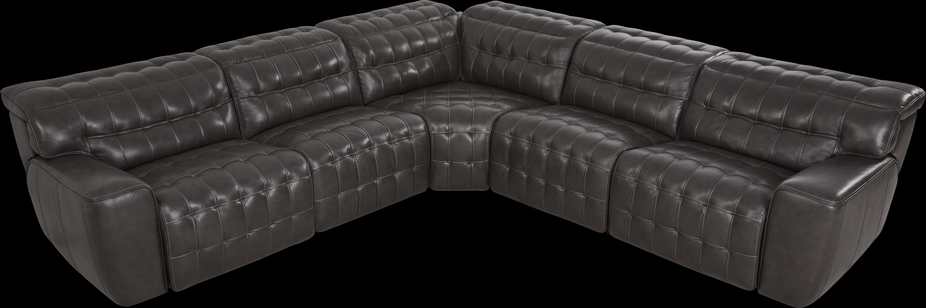 Maddox Manor Dark Gray Leather 8 Pc Dual Power Reclining Sectional Living Room - Thumbnail - Image 7