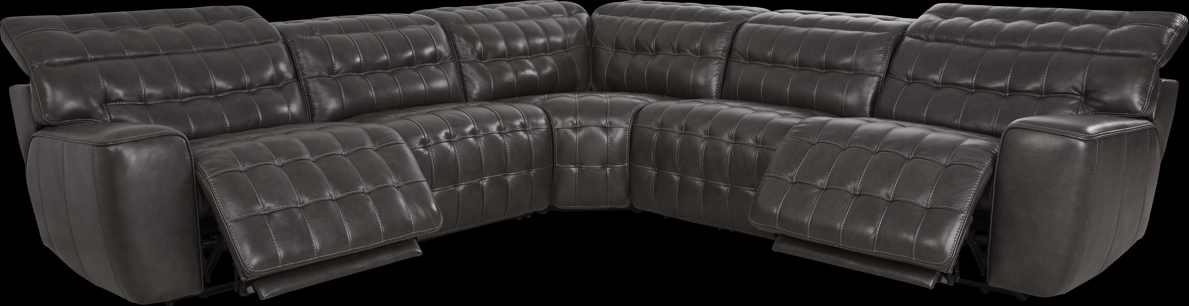 Maddox Manor Dark Gray Leather 8 Pc Dual Power Reclining Sectional Living Room - Thumbnail - Image 3