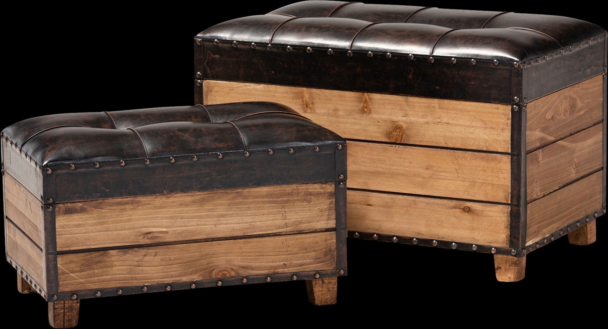 Madewood Brown Ottoman, Set of 2 - Thumbnail - Image 1