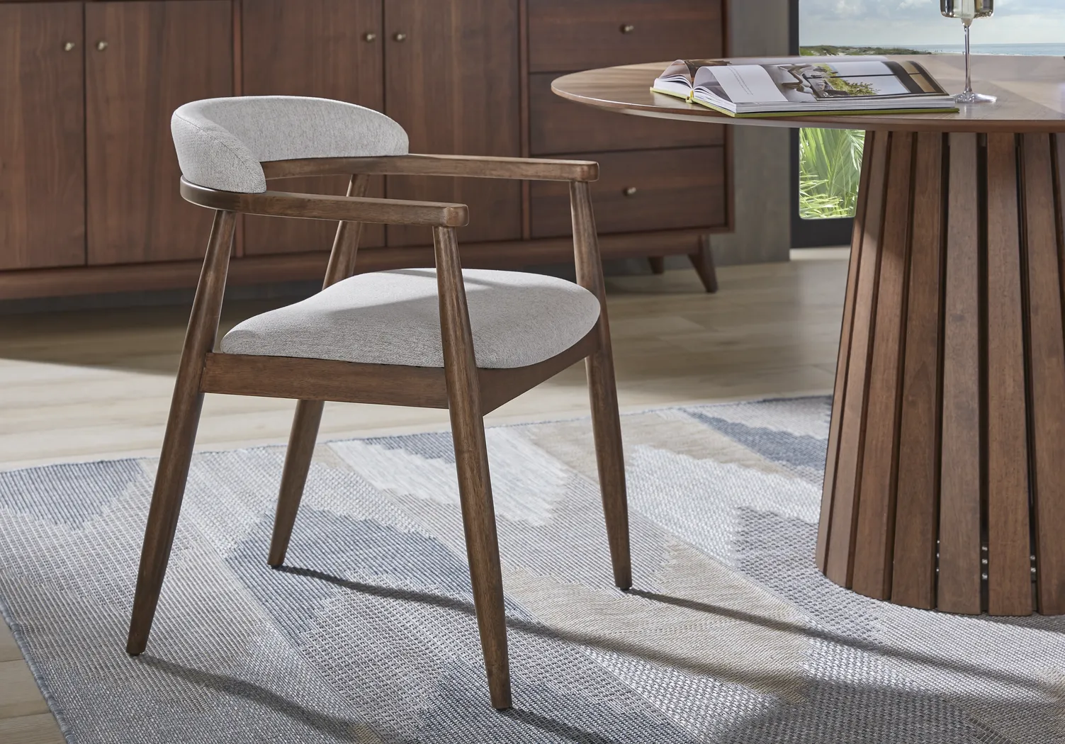 Madrid Walnut Finish 5 Pc Round Dining Room - Thumbnail - Image 8