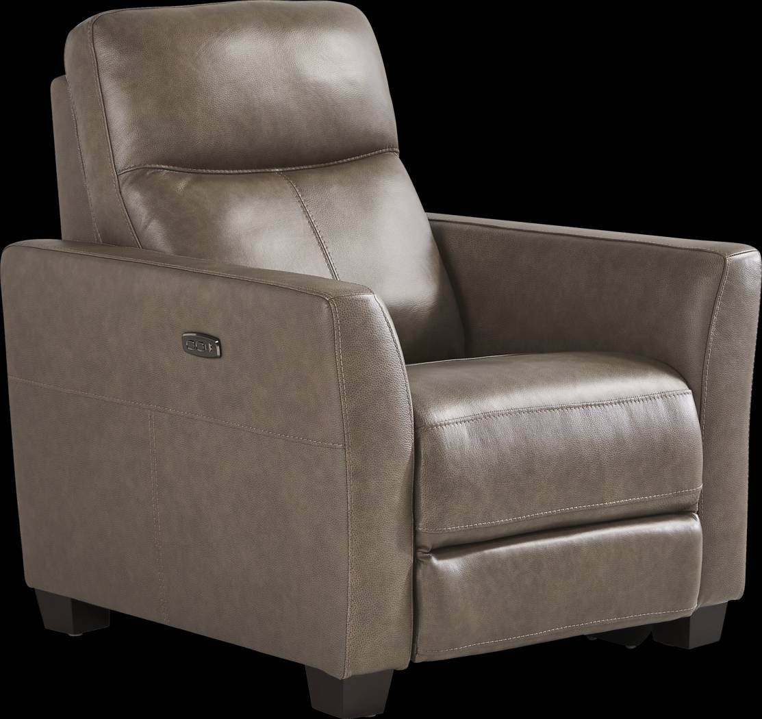 Maestro Mushroom Leather Dual Power Recliner - Thumbnail - Image 3