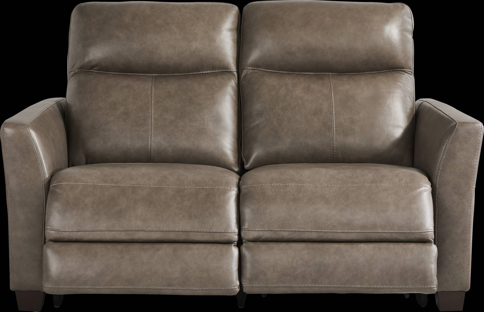 Maestro Mushroom Leather Dual Power Reclining Loveseat - Thumbnail - Image 1