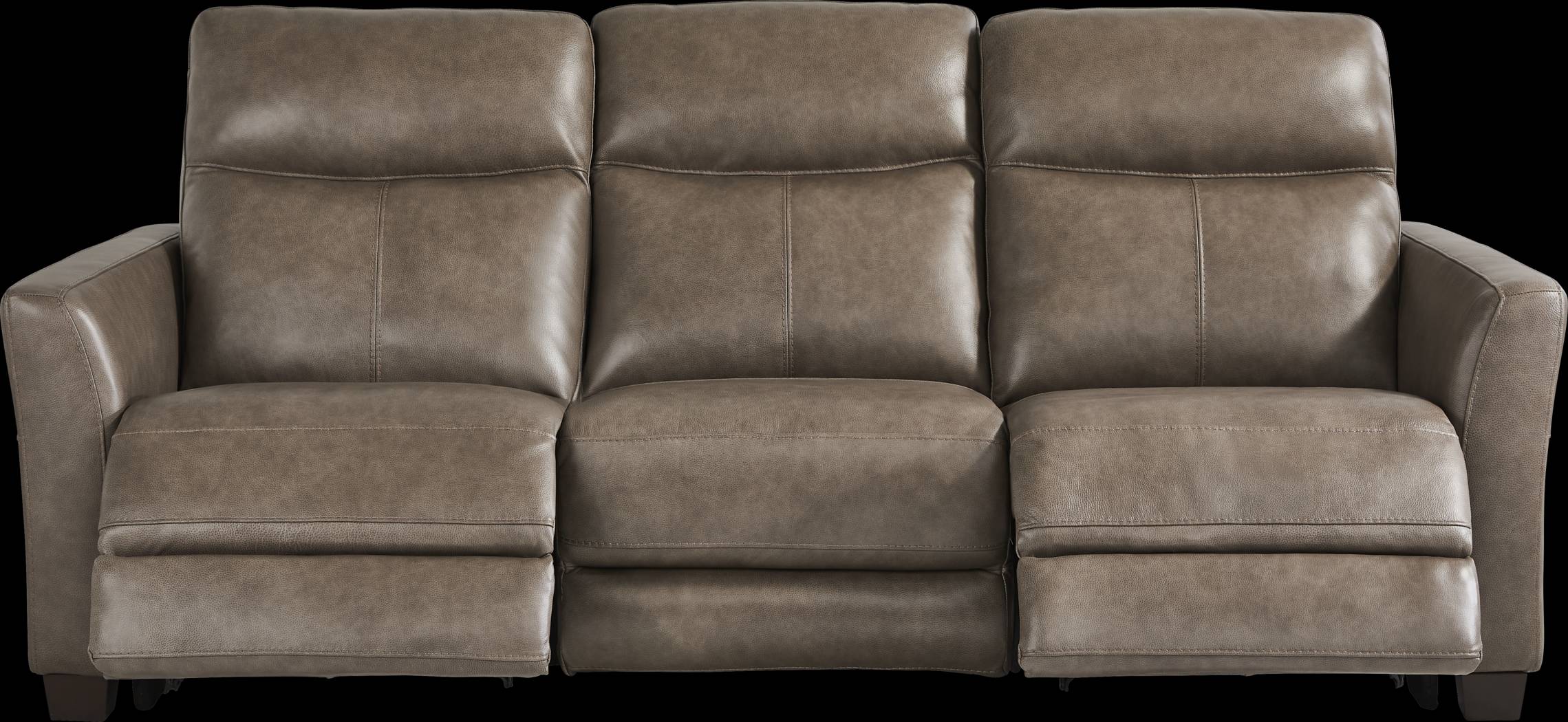 Maestro Mushroom Leather Dual Power Reclining Sofa - Thumbnail - Image 1