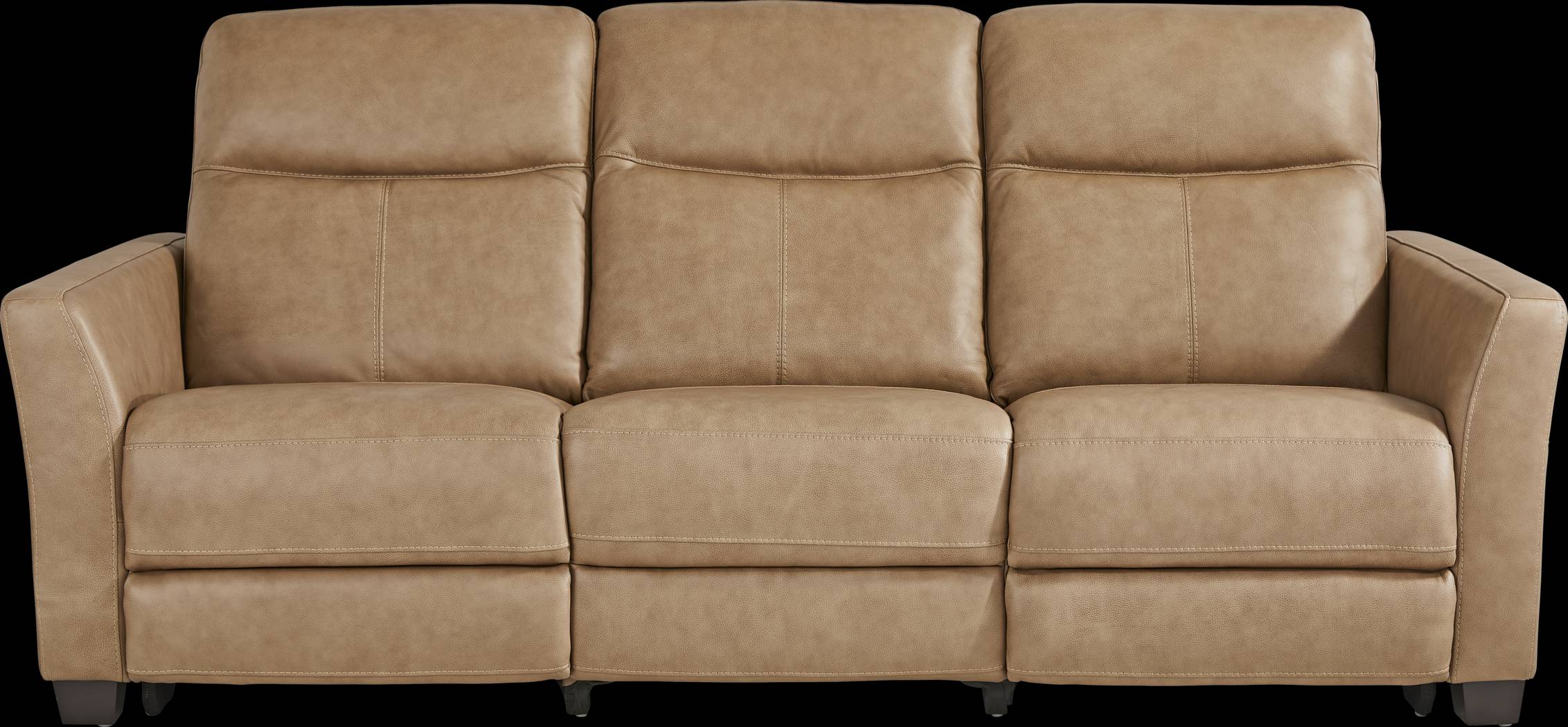 Maestro Sand Leather Dual Power Reclining Sofa - Thumbnail - Image 3