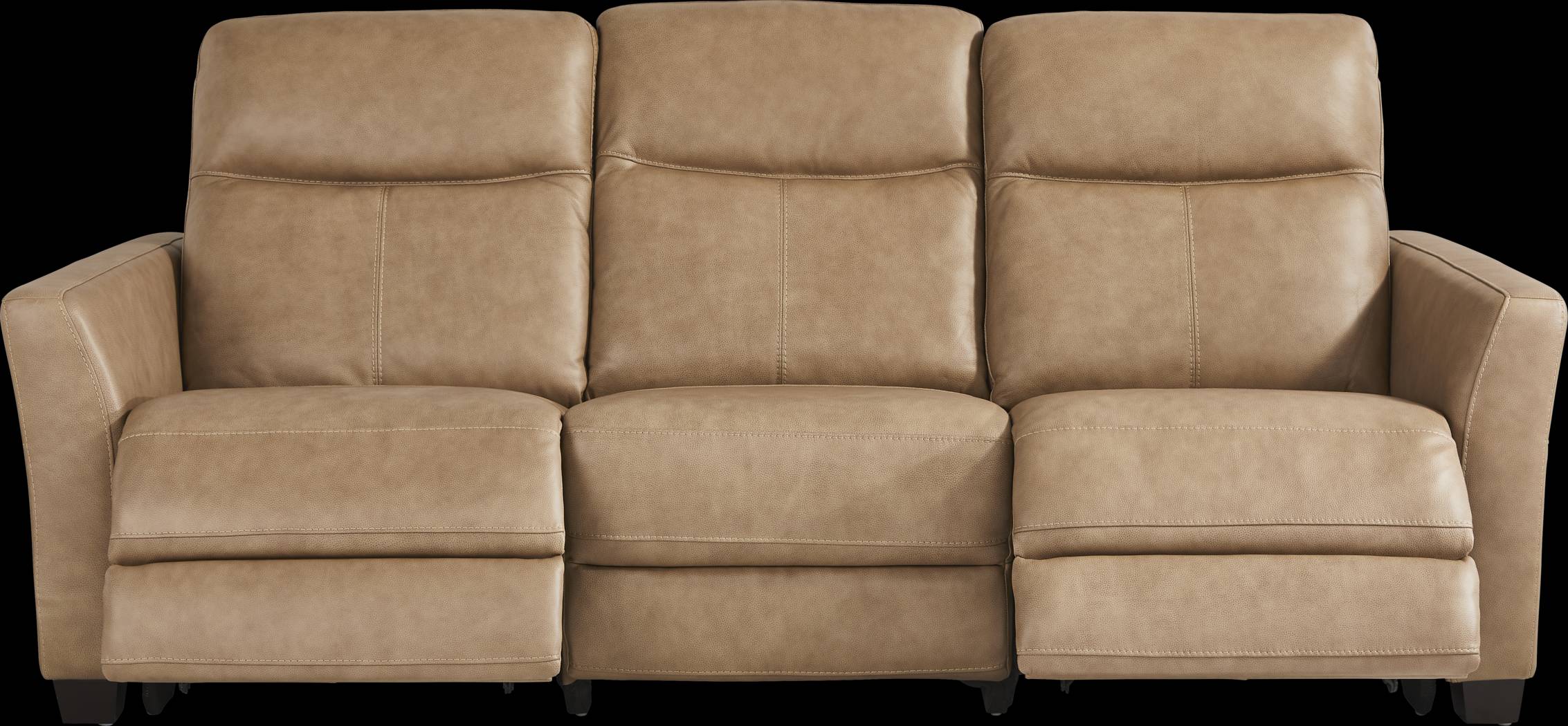 Maestro Sand Leather Dual Power Reclining Sofa - Thumbnail - Image 1