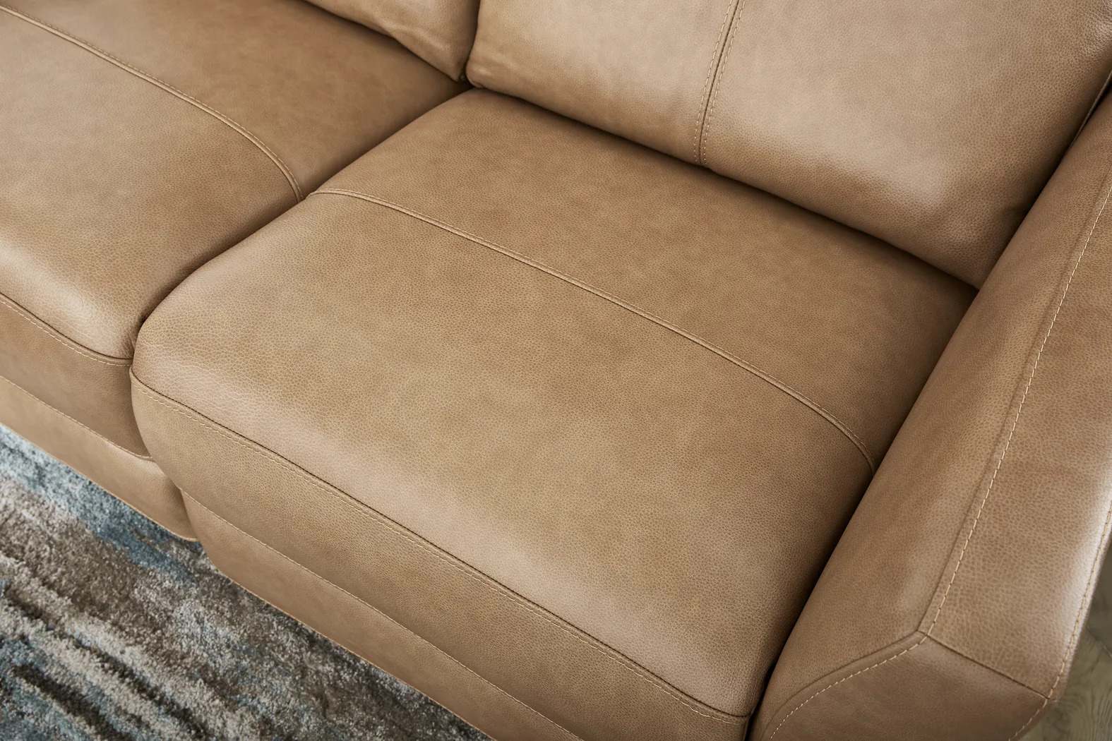 Maestro Sand Leather Loveseat - Thumbnail - Image 4