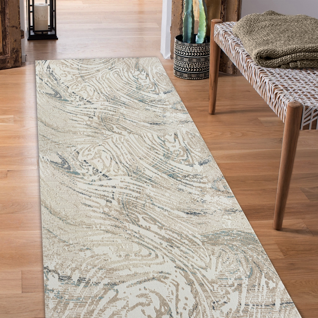 Maged Ivory/Blue 2'6 x 8' Runner Rug - Thumbnail - Image 2