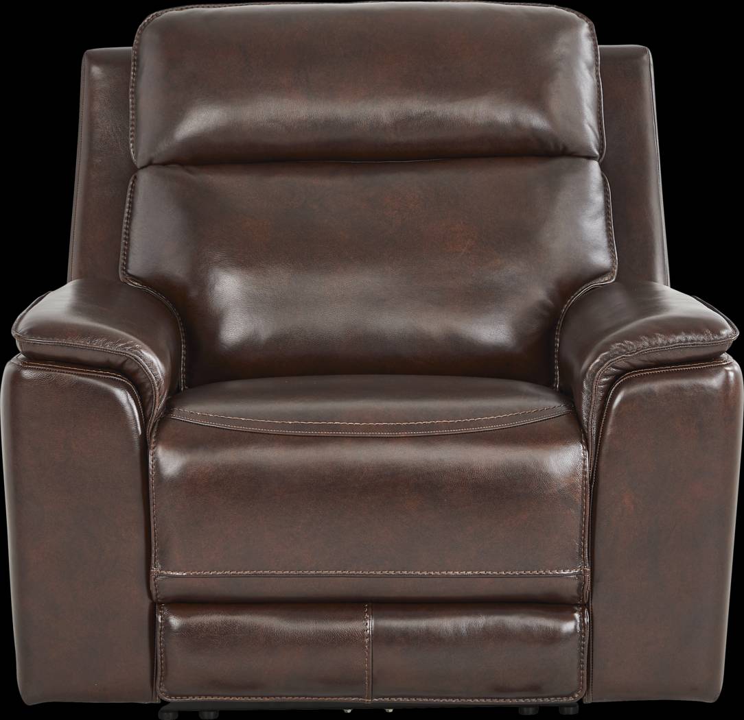 Magellan Chocolate Leather Dual Power Recliner - Thumbnail - Image 3