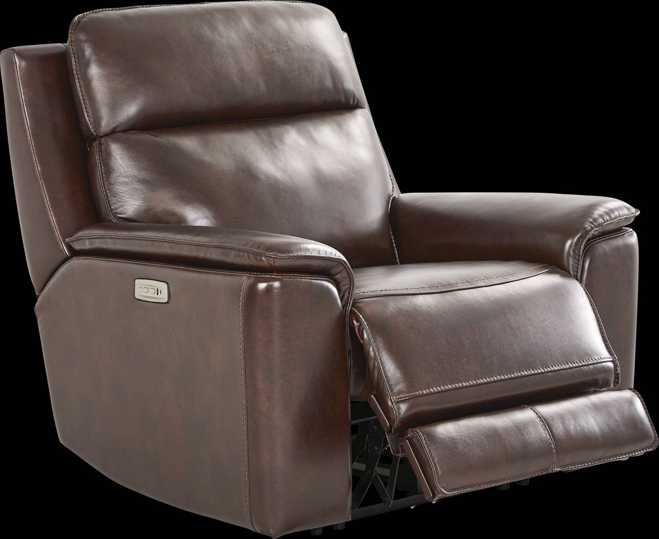 Magellan Chocolate Leather Dual Power Recliner - Thumbnail - Image 1