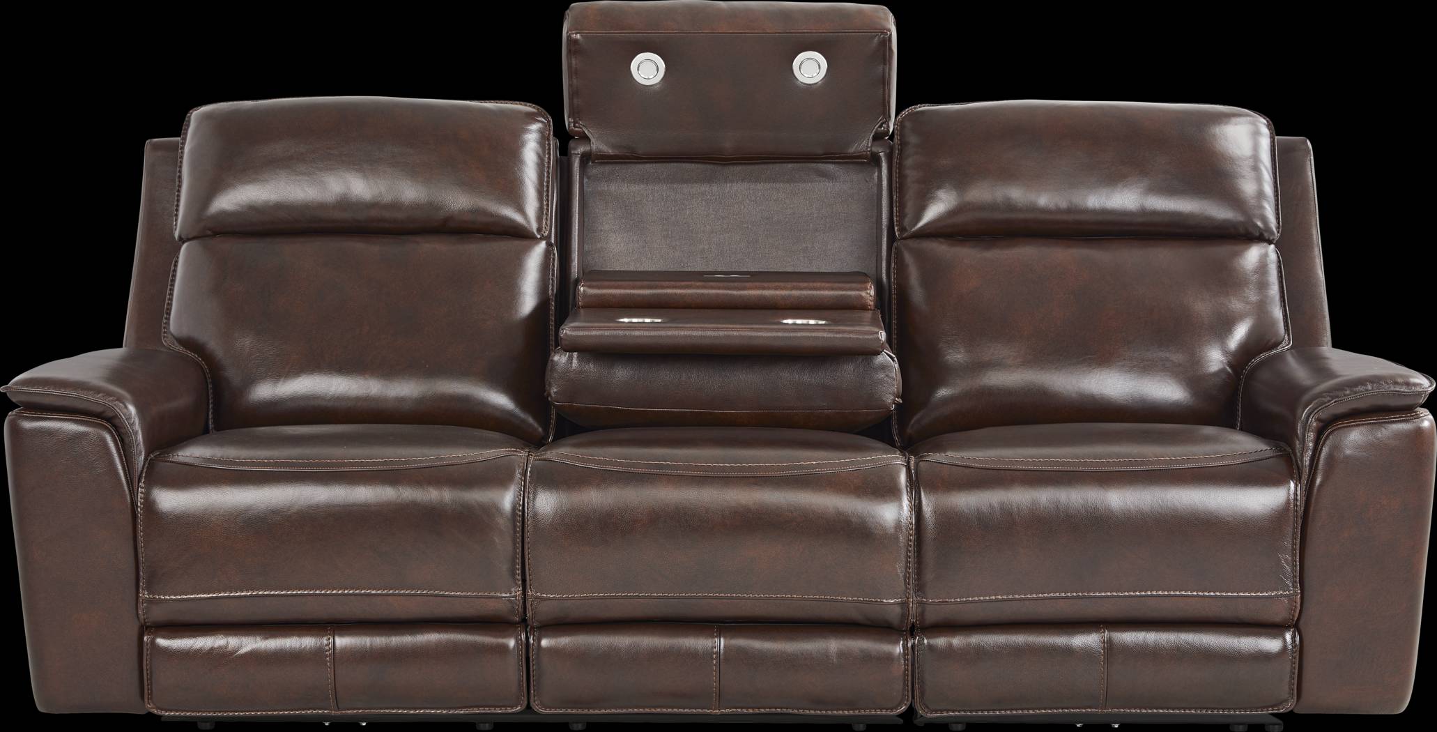 Magellan Chocolate Leather Dual Power Reclining Sofa - Thumbnail - Image 3